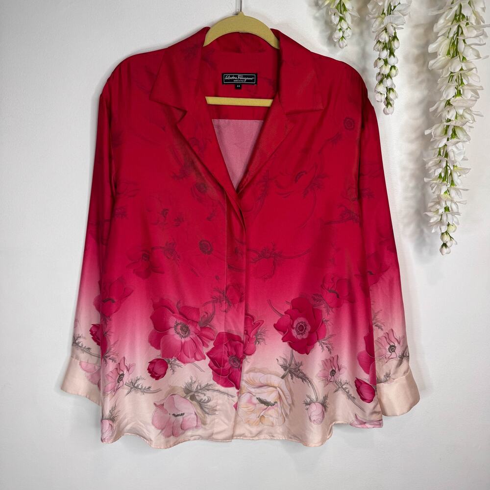 SALVATORE FERRAGAMO Vintage Ombre Blouse buttoned floral